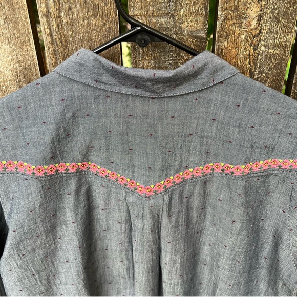 Sundance Nevarre Embroidered Chambray Western Button Down Shirt Sz M - Picture 4 of 16